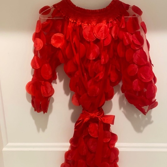 Souk & Sépia red 3-D petal off the shoulder dress - Picture 3 of 11